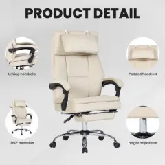 NicBex Big and Tall Executive Office Chair, High Back Ergonomic Desk Chair, Velvet Upholstered Gaming Computer Chair with Retractable Footrest