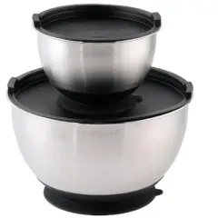 Lexi Home 2-Set Stainless Steel Mixing Bowl Set with Lids