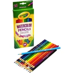 Crayola Non-Toxic Watercolor Colored Pencils, 3.3 mm Thick Tips, Assorted Color, Set of 24
