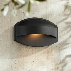 Possini Euro Design Xane 7" High Mid Century Modern Outdoor Wall Light Fixture Mount Porch House Exterior Weatherproof Matte Black Finish Metal