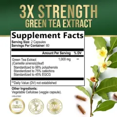 Green Tea - Natural Weight Loss & Fat Burn Supplement with 1000mg EGCG Extract - 60 Capsules;120 Capsules;240 Capsules