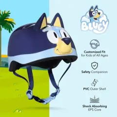 Bluey Microshell Cycling Youth Bike Helmet - Blue S: Vented, Adjustable Strap