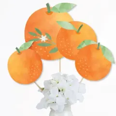 Big Dot of Happiness Little Clementine - Orange Citrus Baby Shower or Birthday Party Centerpiece Sticks - Table Toppers - Set of 15