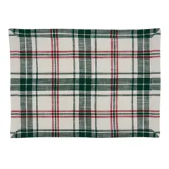 Saro Lifestyle Plaid Placemat, 14"x20" Oblong, White/Green (Set of 4)