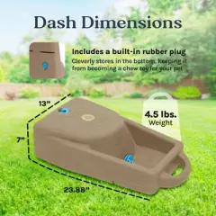 Dakota 283 Dash 3.5-Gallon Weatherproof Dog & Pet Water Dispenser System for Home & Outdoor Use w/Built-In Rubber Plug, Coyote Tan