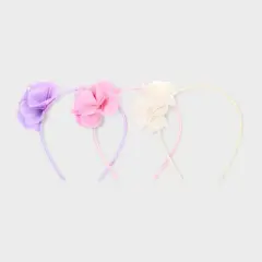 Girls' 3pk Chiffon Flower Headbands - Cat & Jack&trade; Pink/Purple/White: Kids Hair Accessories