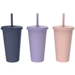 Zak Designs 3pk 25 fl oz Plastic Straw Tumbler Set