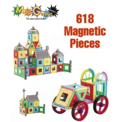 Mag Genius - 618 pieces of Colorful and Non-Transparent Magnetic building Tiles and Other Magnetic building Materials