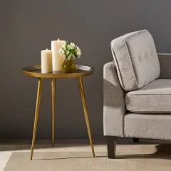 Everts Modern Accent Table Brass - Christopher Knight Home