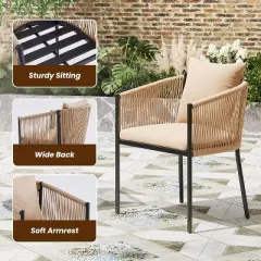 2-Piece Outdoor Dining Set - Rattan Wicker Patio Chairs with Cushions, Perfect for Garden, Deck, Backyard, and Poolside