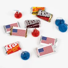 128 Pcs Patriotic Candy Red, Silver & Blue Hershey's Chocolate Mix (1.58 lb) - By Just Candy