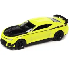2019 Chevrolet Camaro Nickey ZL1 1LE Shock Yellow w/Matt Black Hood & Stripes 14670 pcs 1/64 Diecast Model Car by Auto World