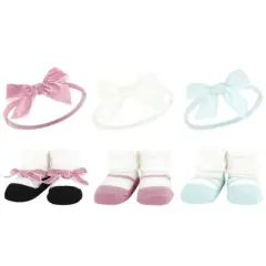 Hudson Baby Infant Girl 12Pc Headband and Socks Giftset, Blush Mint, One Size