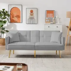 NicBex Velvet Loveseat Sofa Modern Sofa Couch with Soft Cushion and Metal Legs Convertible Sofa Bed for Bedroom,Living Room