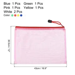 Unique Bargains PVC Waterproof Mesh Zipper Home Office File Bags 6 Pcs
