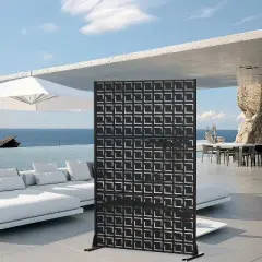 Lirago Garden Privacy Fence 72 in. Galvanized Metal Outdoor Screen Black