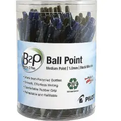 Pilot B2P Bottle-2-Pen Recycled Retractable Ball Point Pen Black/Blue 1 mm 36/Pack 57050