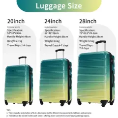 MOEPISY 3 Piece Luggage Sets Gradient Color Expandable Suitcase with Spinner Wheels and TSA Lock Lightweight
