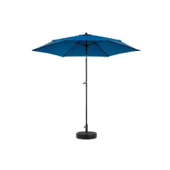 DOMETOUR 9FT Outdoor Patio Umbrella with Tilt and Crank, 6 Ribs for Deck, Backyard, Pool (Base Not Included) - Dark Blue