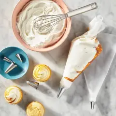 10pc Cake Decorating Set Clear - Figmint&trade;: Piping & Icing Bag with Tips, Stainless Steel & Polypropylene, Hand Wash