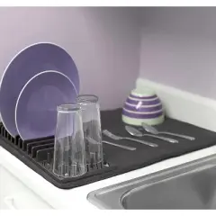 Home Mart Goods Plastic Dish Rack with Micro Fiber Drying Mat