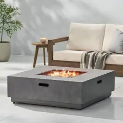Wellington Outdoor 50000 BTU Square Fire Pit with Concrete Finish - Christopher Knight Home