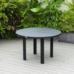 LeisureMod Round Outdoor Aluminum Dining Table for Modern Home, Patio, Backyard Garden Chelsea Collection