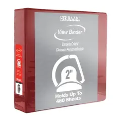 BAZIC Products&reg; Slant D Ring View Binder with 2 Pockets, 2", Burgundy