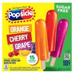 Popsicle Orange Cherry Grape Sugar Free Variety Ice Pops  - 18pk/29.7 fl oz