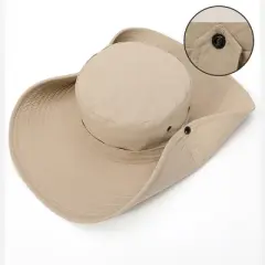 Swtroom Fishing Hiking Hat for Men Waterproof Sun Hat Wide Brim Summer UV Protection Hat UPF 50+ Khaki