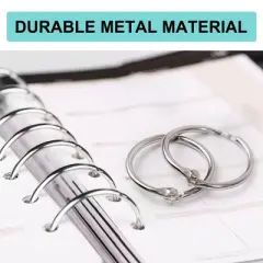 Unique Bargains Staple Book Loose Leaf Key Ring Keychain 20mm Outer Diameter Metal Binder Clips 0.59 inches Silver 50 Pcs