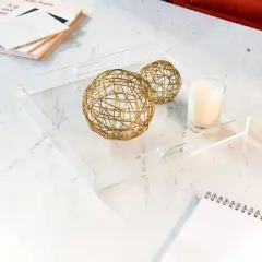 RUSSELL + HAZEL Acrylic Tray: Clear Desk Organizer, 16x16 Document Holder, Office Supplies