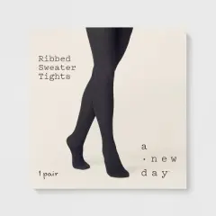 Women's Ribbed Sweater Tights - A New Day&trade; Black
