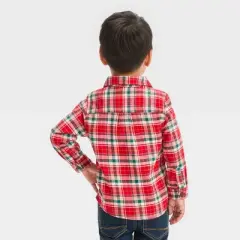 Toddler Boys' Plaid Woven Shirt - Cat & Jack&trade; Red