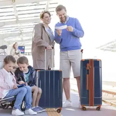 Gulches Luggage Sets 3 Piece, Expandable Hard shell ABS Suitcases with Double Spinner, Travel luggage Set with TSA Lock (20/24/28), Inky blue