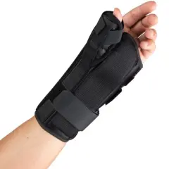 OTC Wrist-Thumb Splint, 8-Inch Adult, Lightweight Breathable, Black, Left