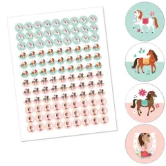 Big Dot of Happiness Run Wild Horses - Pony Birthday Party Round Candy Sticker Favors - Labels Fits Chocolate Candy (1 sheet of 108)