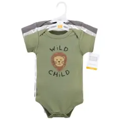 Hudson Baby Infant Boy Cotton Bodysuits, Safari Life 3-Pack