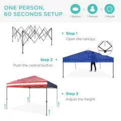Best Choice Products 12x12ft Easy Setup Pop Up Canopy w/ 1-Button Setup, Wheeled Case, 4 Weight Bags