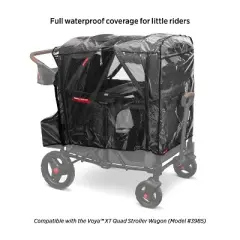 Radio Flyer Rain Cover with Bag for Voya XT Quad Stroller Wagon - Clear/Black
