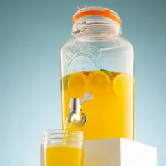 Kilner 2.1 Gallon Drink Dispenser, Large Glass Beverage Jar with Stainless Steel Tap