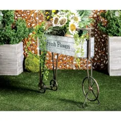 Olivia & May 42" Wide Farmhouse Bicycle Rectangular Metal Novelty Planter Gray