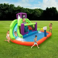 Magic Time International 91053-D Save Double Hurricane Outdoor Inflatable Water Bounce House with High Powered Electric Blower Fan, 14 x 8.5 Feet