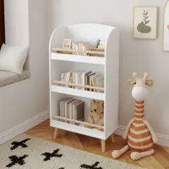 Boersma 3-Tier Wooden Kids Bookshelf &ndash; Montessori-Style Bookcase for Toddlers, Fiberboard Display Organizer for Kids Room, Nursery, Playroom