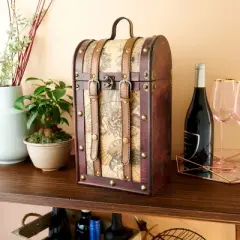 Twine Old World Wooden Wine Bottle Gift Box