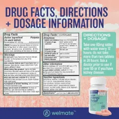 WELMATE 12 Hour Allergy Relief Tablets - Fexofenadine HCl 60mg 100ct