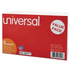 UNIVERSAL Unruled Index Cards 5 x 8 White 500/Pack 47245