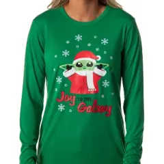 Star Wars Women's The Mandalorian Christmas Baby Yoda Jogger Pajama Set Green