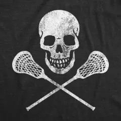Mens Lacrosse Skull T Shirt Funny Lax Sports Skull and Crossbones Graphic Novelty Tee - Crazy Dog Men's T Shirt with Fun Design
