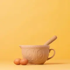 Mason Cash 70oz Earthenware Cane Batter Bowl: Tan Mixing Bowl, Dishwasher & Microwave Safe